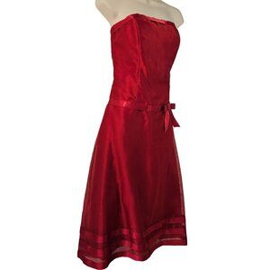 Dessy Collection Party Cocktail Dress 6 Raspberry Red Strapless Drop Waist NEW